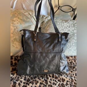 Vintage 90’s Kooba black leather shoulder tote bag